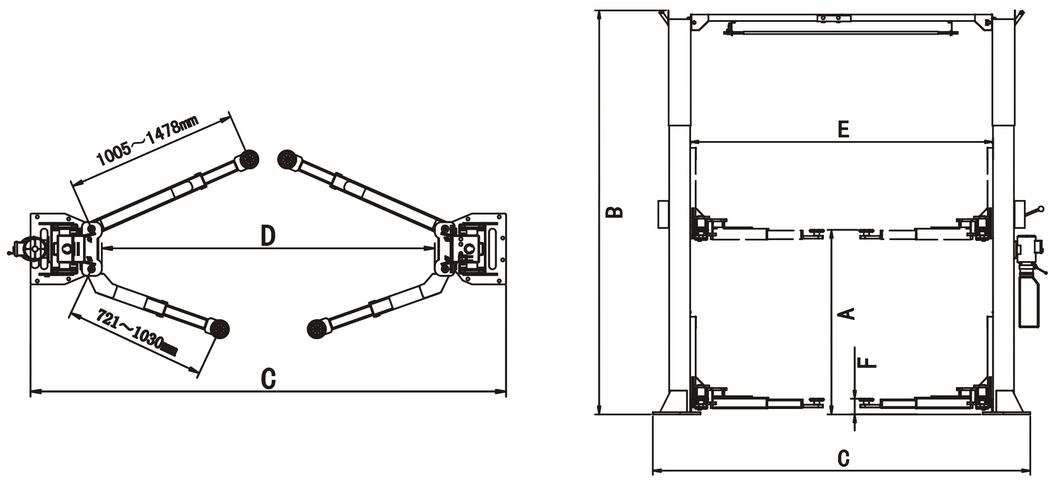 11, 000lbs Extra Height 2 Post Car Lift (211SAC)