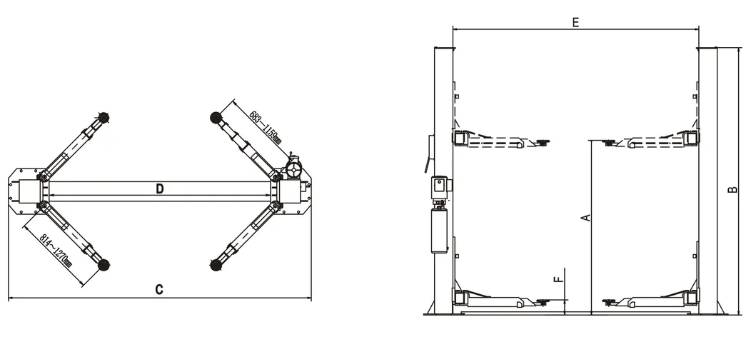 8000lbs Chain-Drived Compact Line Two-Post Lift with Competitive Price (208)