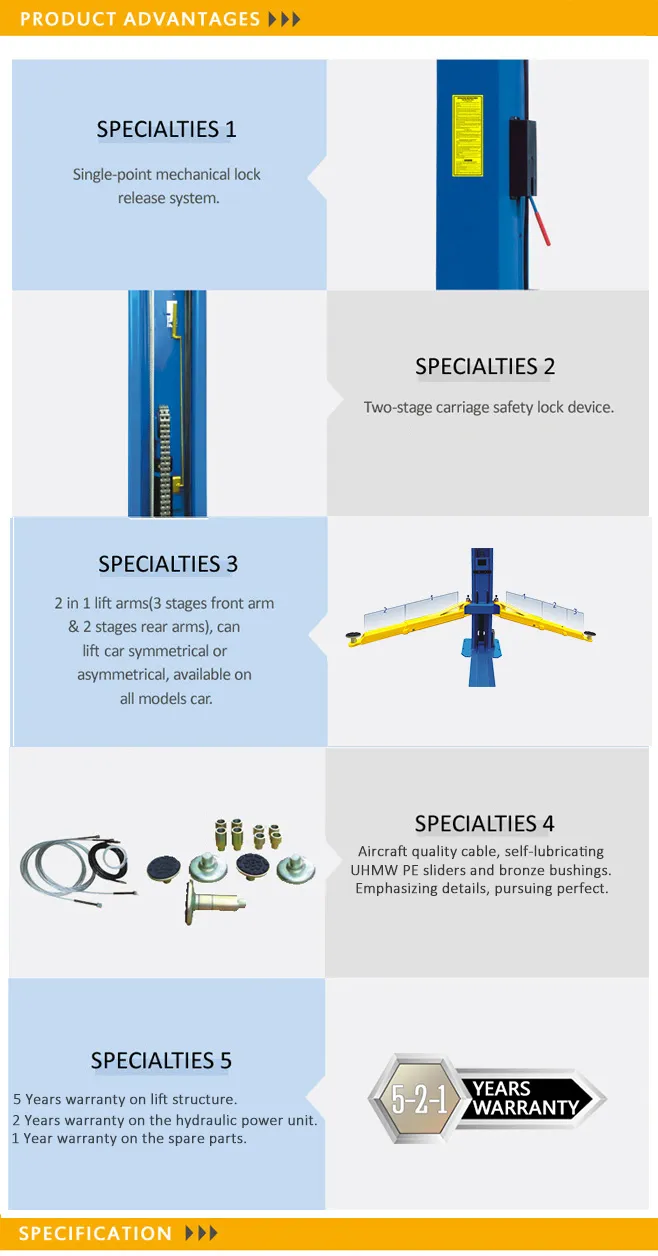 8000lbs Chain-Drived Compact Line Two-Post Lift with Competitive Price (208)