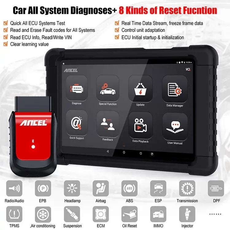 Ancel X6 OBD2 Automotive Scanner WiFi Bt Full Systems Code Reader ABS Airbag Oil Epb DPF Reset OBD Car Diagnostic Tool
