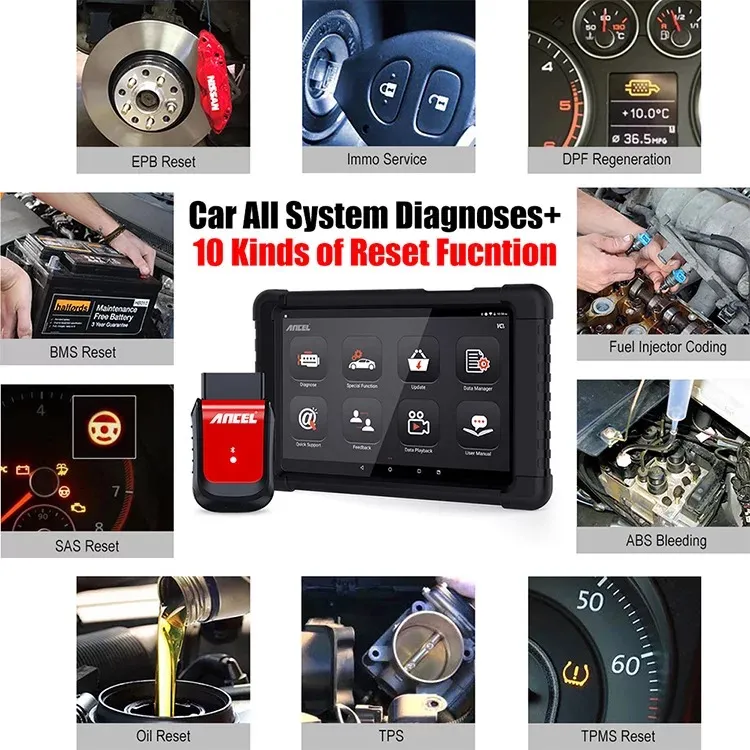 Ancel X6 OBD2 Automotive Scanner WiFi Bt Full Systems Code Reader ABS Airbag Oil Epb DPF Reset OBD Car Diagnostic Tool