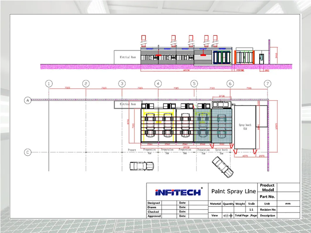 Auto Paint Drying Room and Prep Area for Car Refinishing