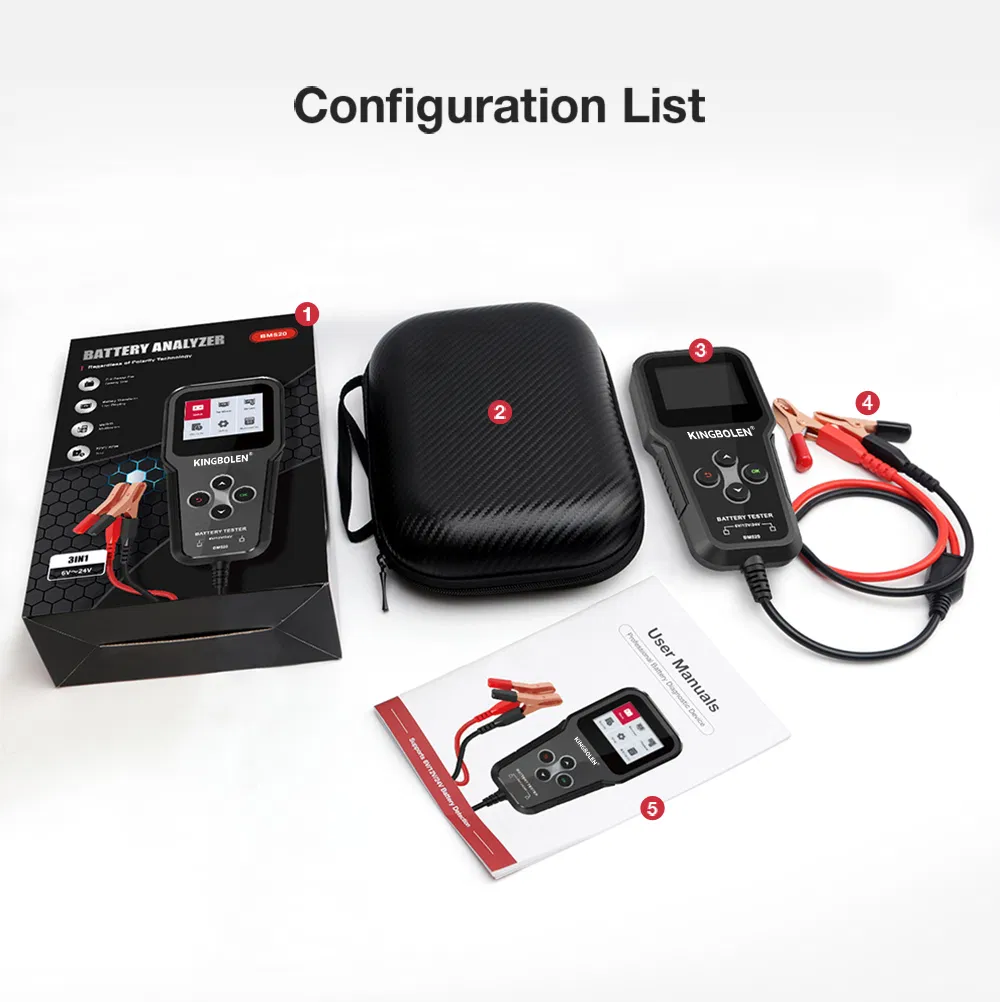 Battery Analyzer 6V 12V 24V Charging Cranking Test Cars Trucks Motorcycle Polish French Diagnostic Tools Bm520 Pk Foxwell Bt705