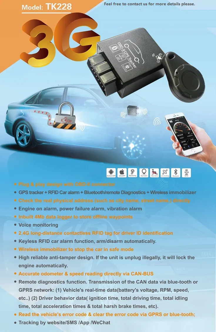 Car GPS OBD2 for Car with Remote Engine Cut (TK228-KH)