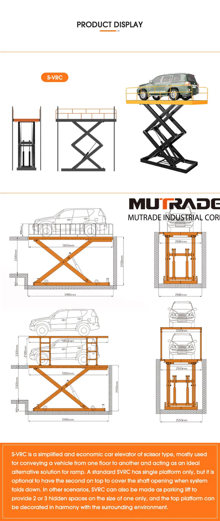 Car Lift Garage Parking Scissor Car Lift Double Platform
