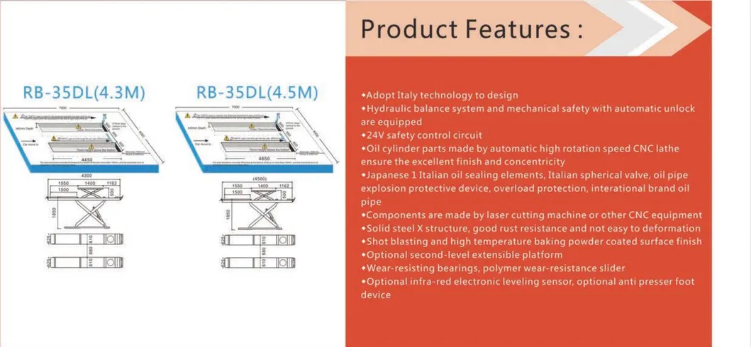 Factory Double Level Scissor Four Wheel Alignment Car Lift for Garage Equipment