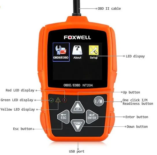 Foxwell Nt204 OBD2 Can Diagnostic Tool Fault Code Reader Multi-Languages Available