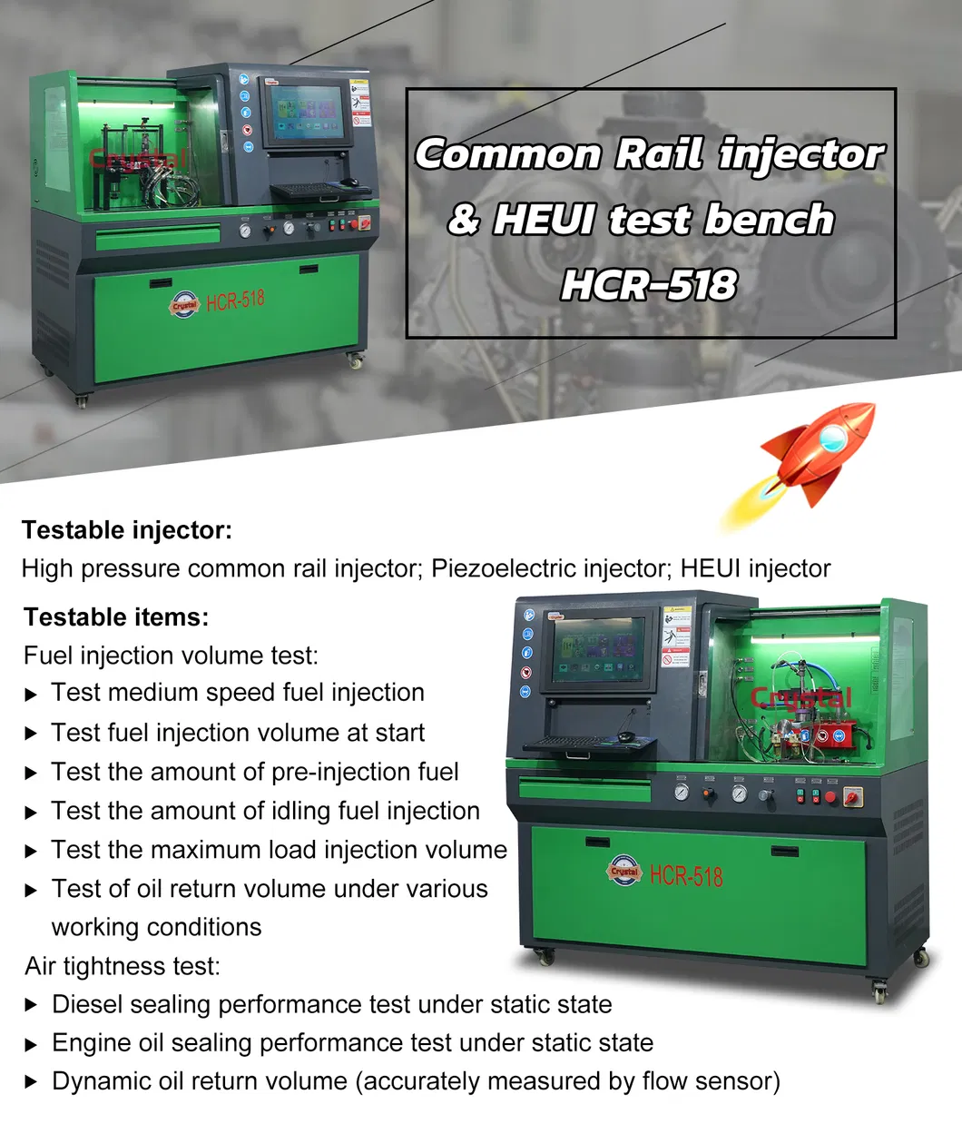 Hcr-518 Piezo Injector Coding Common Rail Test Bench Heui Test Bench