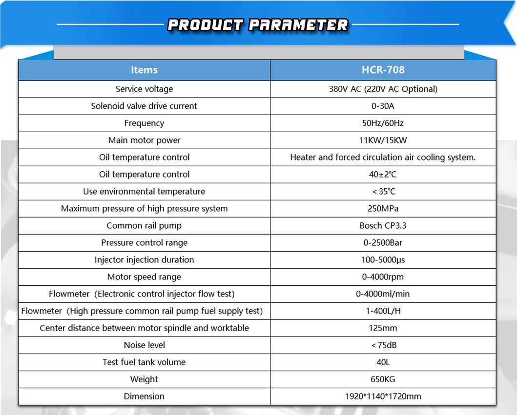 Hcr-708 Eui and Eup Pump Diesel Test Bench with Automatic Controller Support Different Language