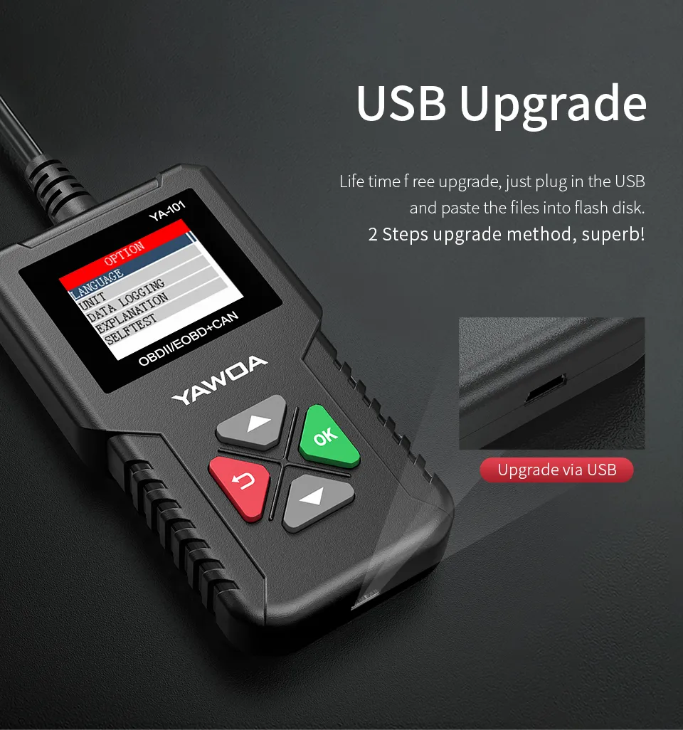 Original Ediag Yawoa Ya101 Code Reader Obdii/Eobd Ya-101 Upgrade with USB Life Long Enhanced Obdii Scanner Pk Cr3001 Cr319 Ad310