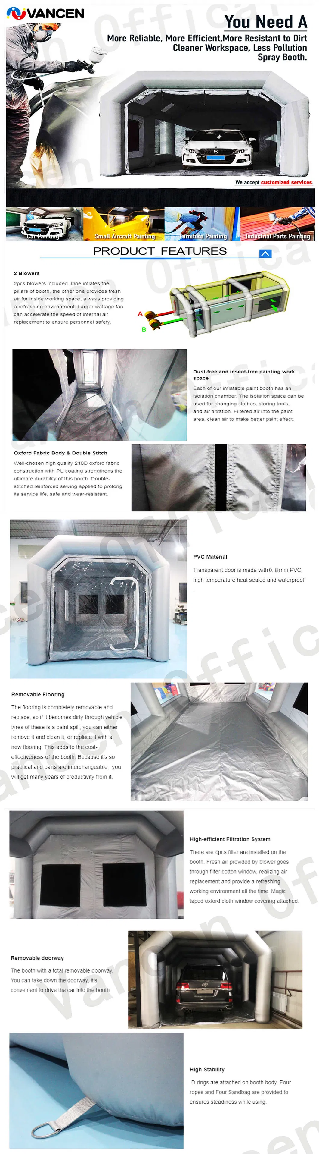 Spray Inflatable Paint Booth Parking Tent Workstation Automobile Inflatable Paint Booth Tent