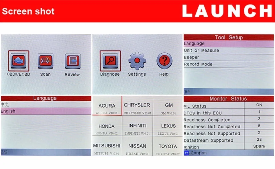 TFT Color Display, Higher Resolution, Sharper Colors Launch Tech Crp123 Car Diagnostic Machine