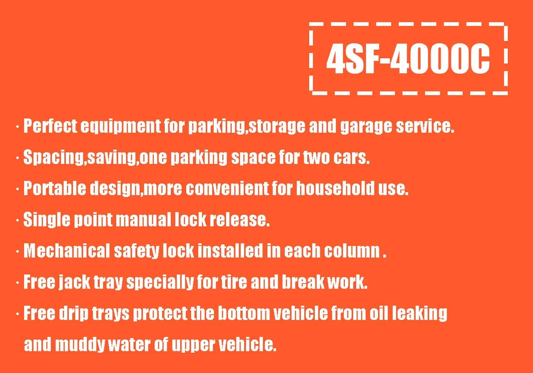 Vehicle Equipment Four Post Parking Lift for Sale